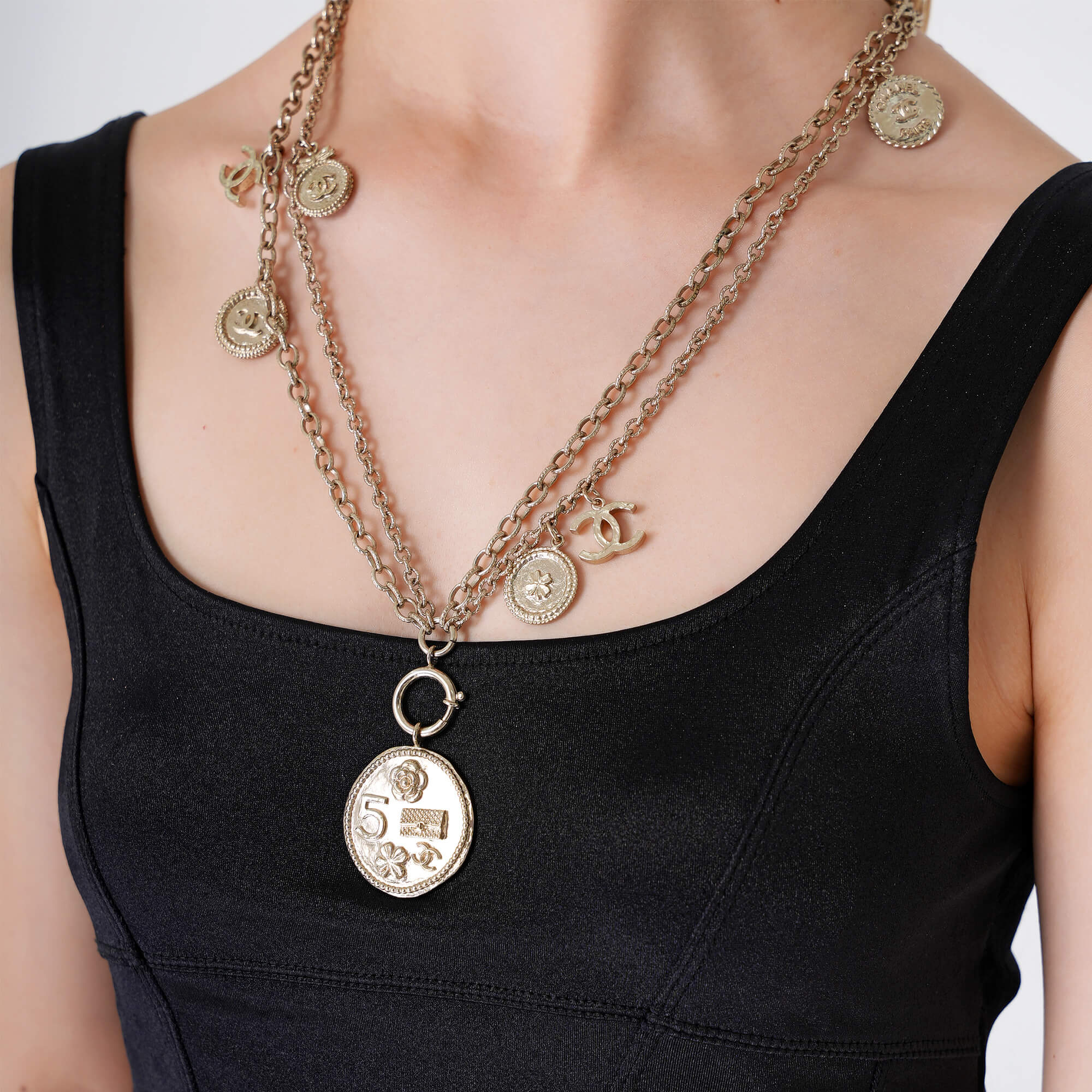 Chanel - Light Gold Tone Chain 100th Anniversary Necklace 